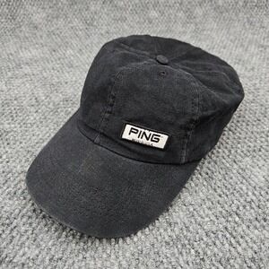 Vintage Ping Golf Black Strapback Hat Baseball Cap Golfcore Sporty USA Made